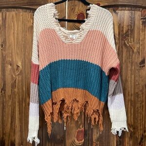 Miracle distressed multi color sweater